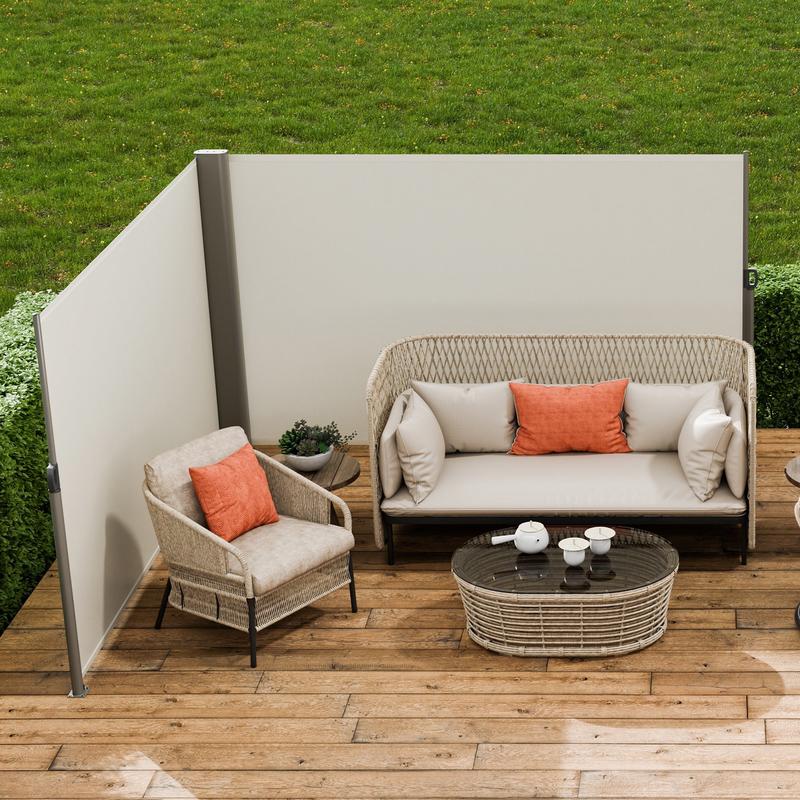 Room Divider Screen - Retractable Side Awning, 180X600cm Aluminum Outdoor