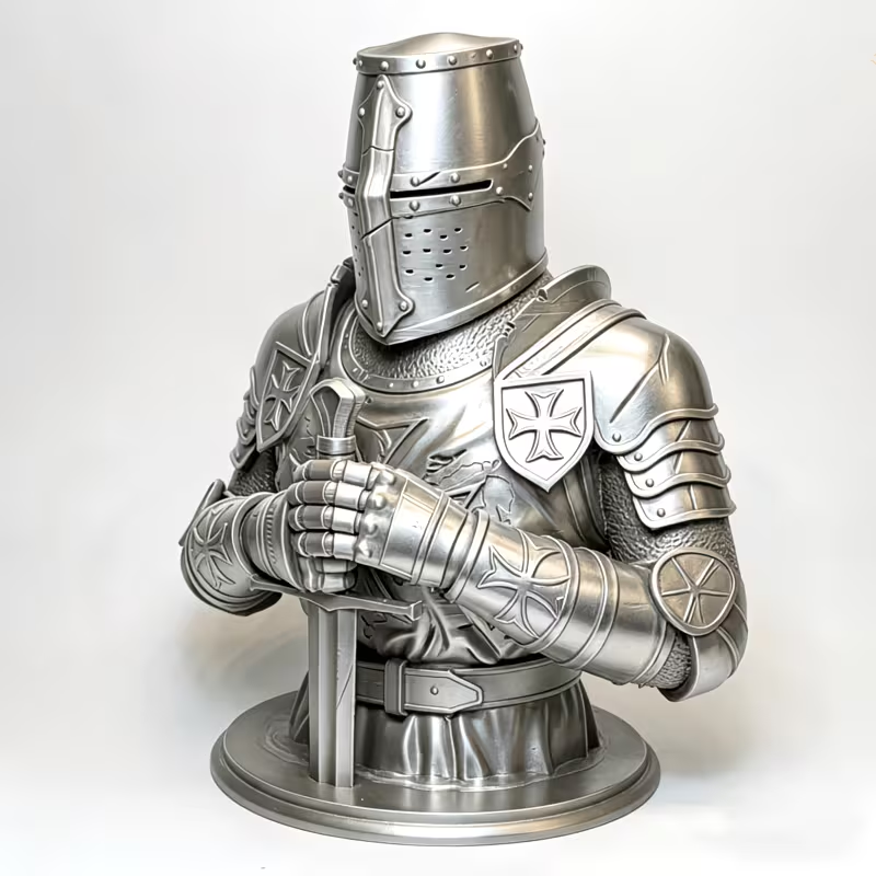 Home Decor Medieval - Battle-Hardened Crusader Guardian, Stoic Templar Knight