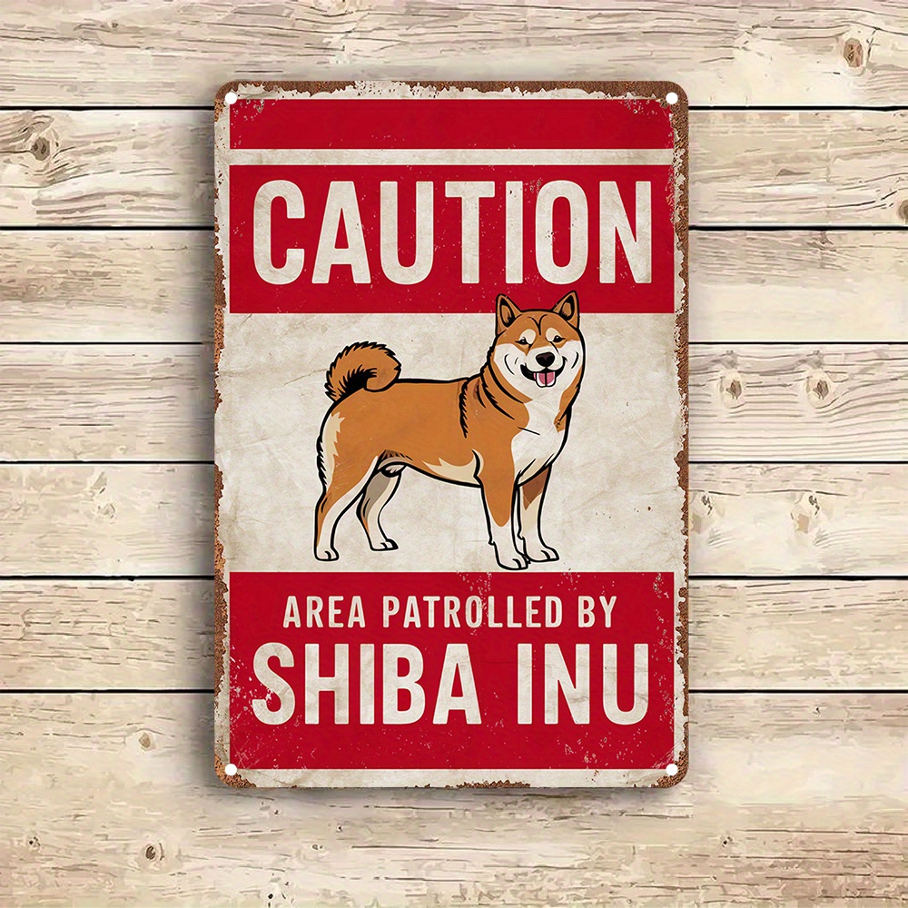 Home Decor Nearby - Vintage Shiba Inu Caution Warning Metal