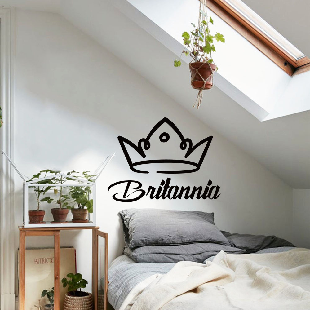 Home Decor Wall Tiles - 1PC Romantic Crown Customizable Text Decorative