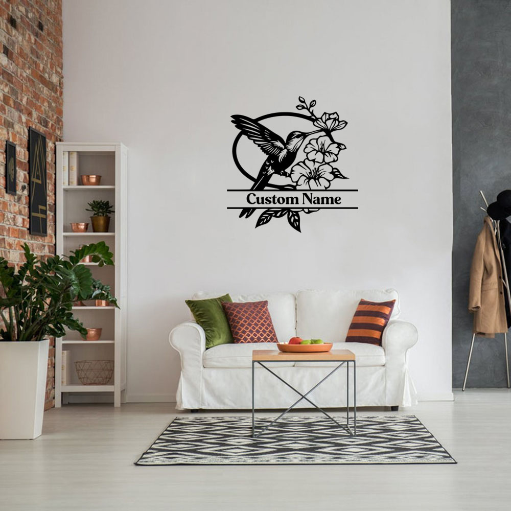 Home Decor Wall Tiles - 1PC Creative Bird Flower Custom Name