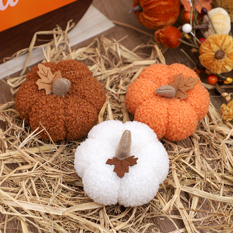 Home Decor For Birthday - Fluffy Pumpkin Plush Halloween Pumpkin Decor