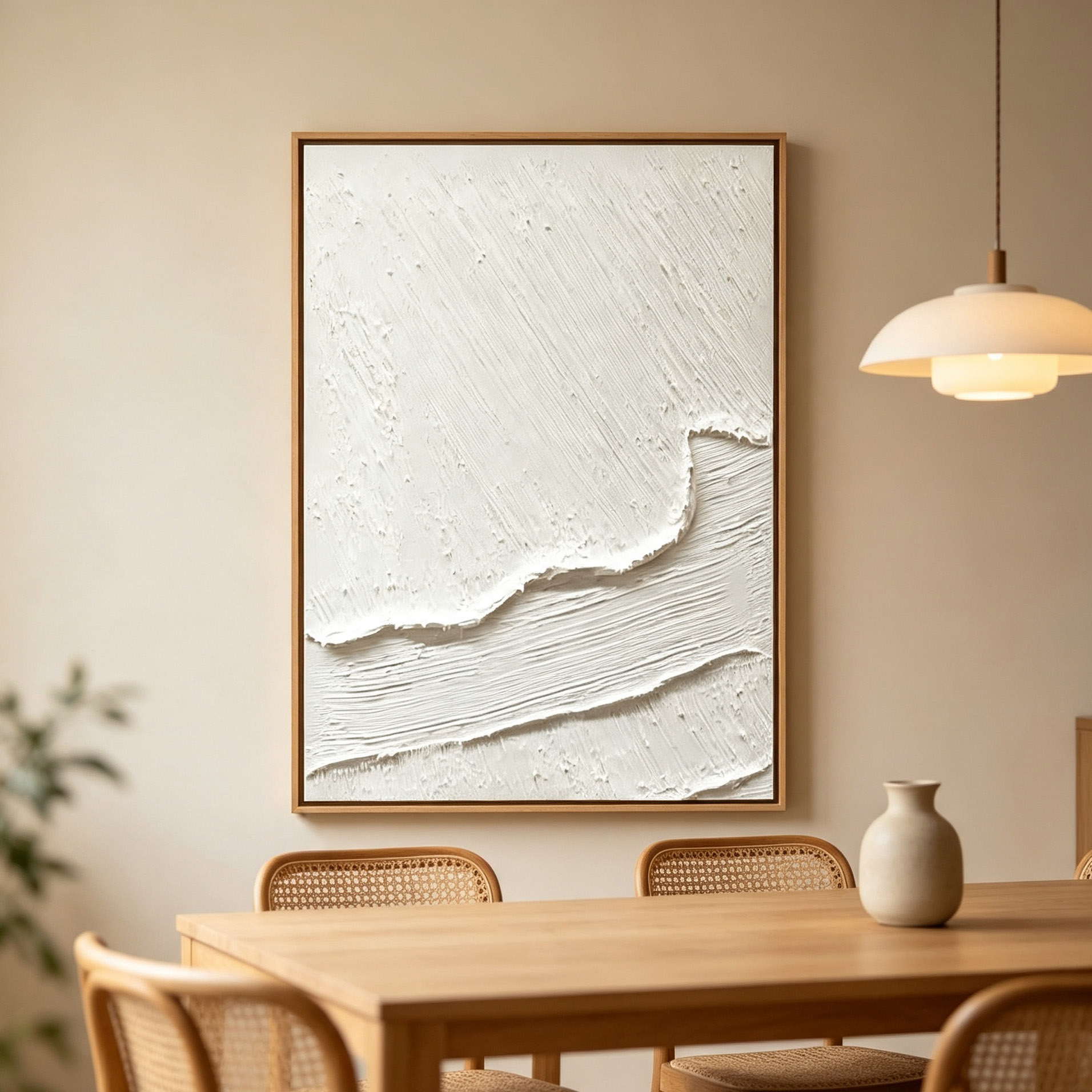 Hand-Painted White 3D Thick Te - Abstract Oil Painting ulasan dan harga