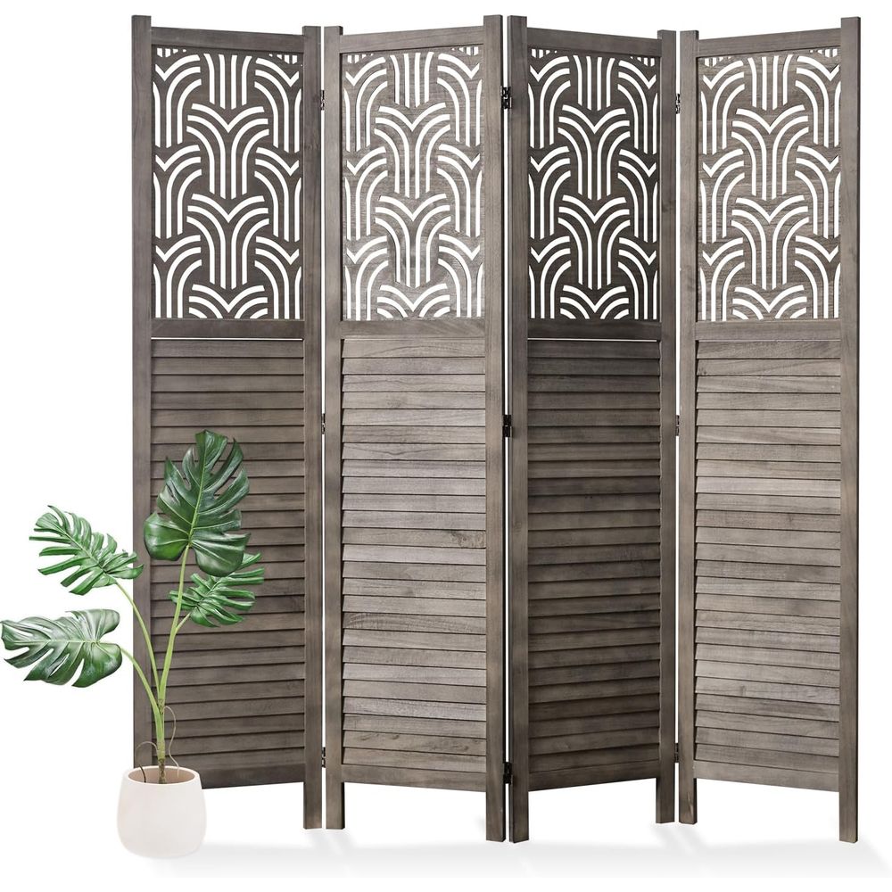 66.9 4-Panel Wooden Carved Roo - Room Divider Screen ulasan dan harga