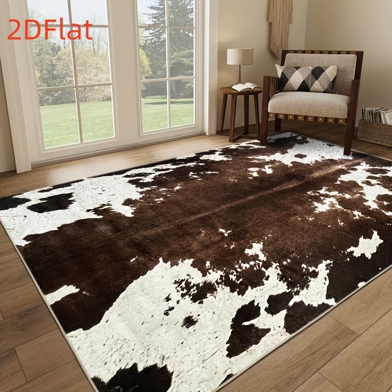 2D Flat Cowhide Print Flannel  - Cowhide Rug Faux ulasan dan harga