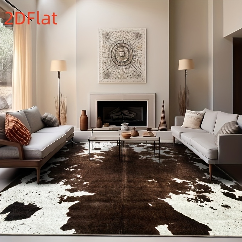2D Flat Cowhide Print Flannel  - Cowhide Rug Faux ulasan dan harga