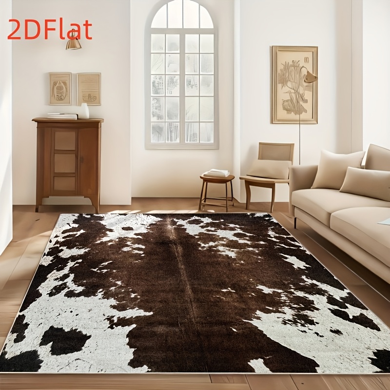 2D Flat Cowhide Print Flannel  - Cowhide Rug Faux ulasan dan harga