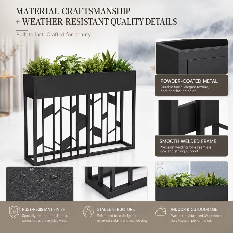 Matte Black Metal Planter Box  - Room Divider Screen ulasan dan harga
