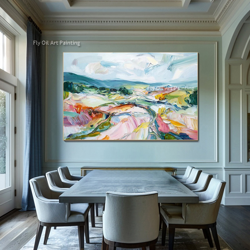Hand Painted Palette Knife Lan - Home Decor Color Palettes ulasan dan harga