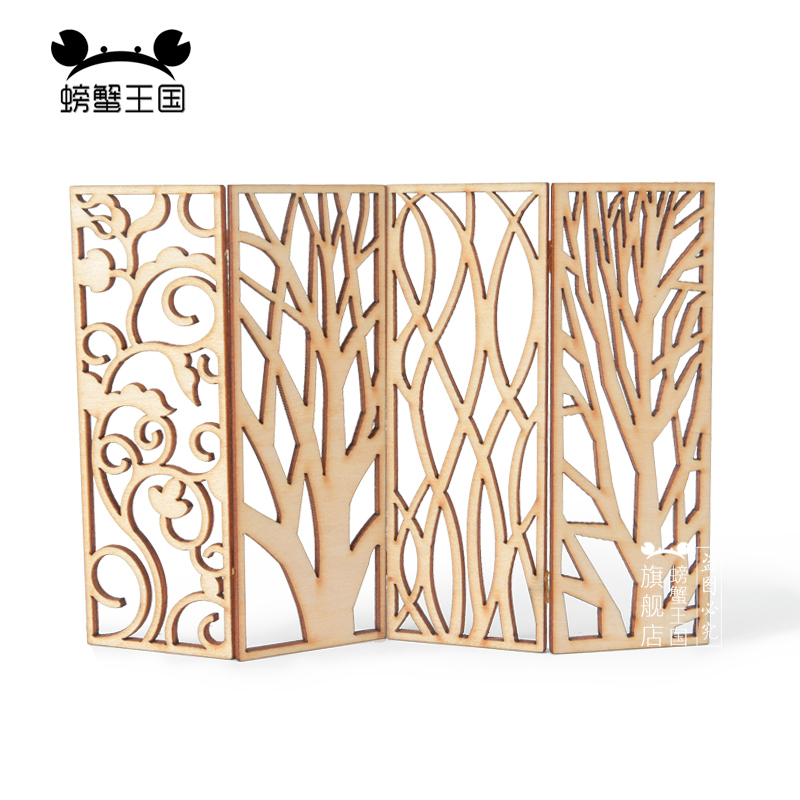 4pcs Wooden Miniature Partitio - Room Divider Screen ulasan dan harga