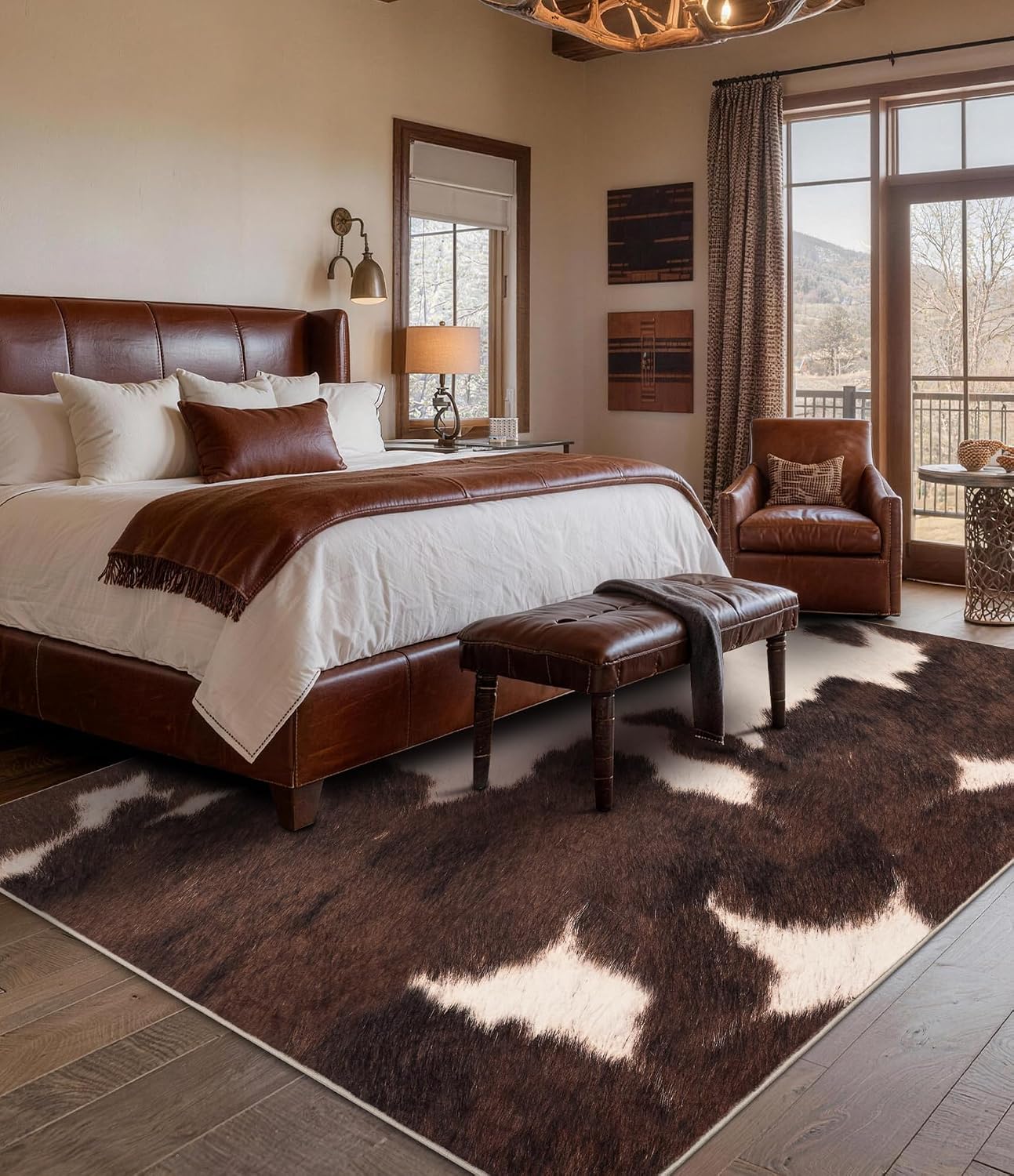 Brown Faux Cowhide Area Rug, S - Cowhide Rug Faux ulasan dan harga