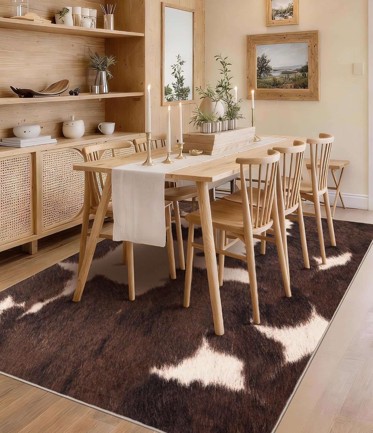 Brown Faux Cowhide Area Rug, S - Cowhide Rug Faux ulasan dan harga