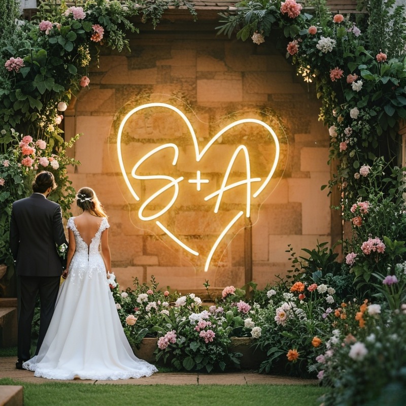 Custom Initials Heart LED Neon - Home Decor For Birthday ulasan dan harga