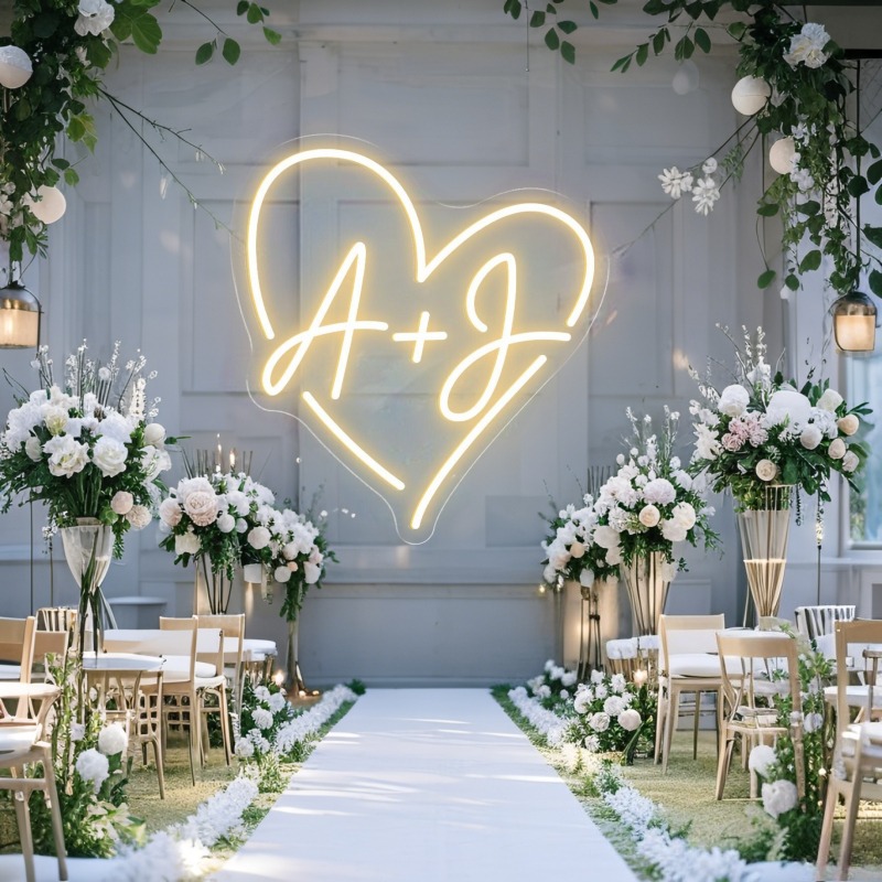 Custom Initials Heart LED Neon - Home Decor For Birthday ulasan dan harga
