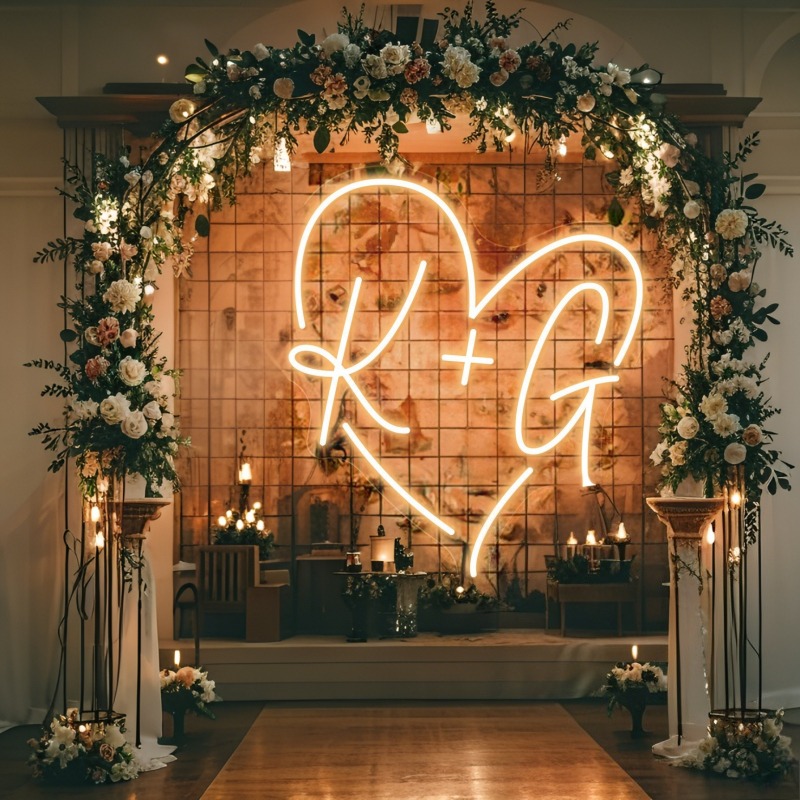 Custom Initials Heart LED Neon - Home Decor For Birthday ulasan dan harga