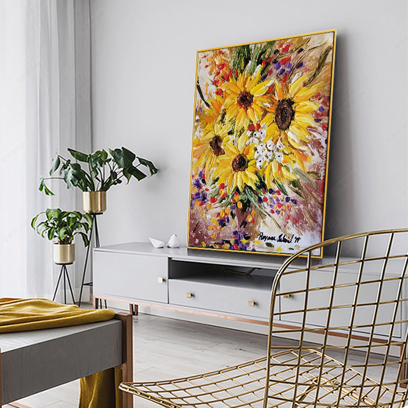 Vibrant 3D Impasto Sunflower O - Home Decor Color Palettes ulasan dan harga