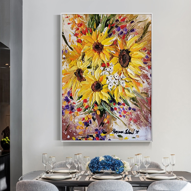 Vibrant 3D Impasto Sunflower O - Home Decor Color Palettes ulasan dan harga