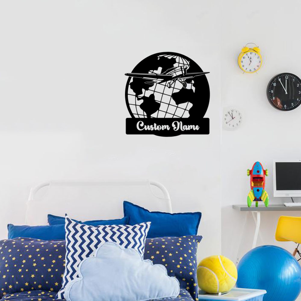 1PC Cute Earth Airplane Custom - Home Decor Wall Tiles ulasan dan harga