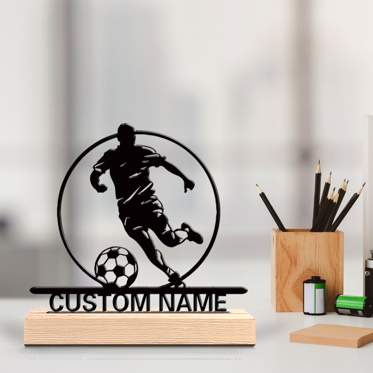 Custom Soccer Player Metal Sta - Home Decor For Birthday ulasan dan harga