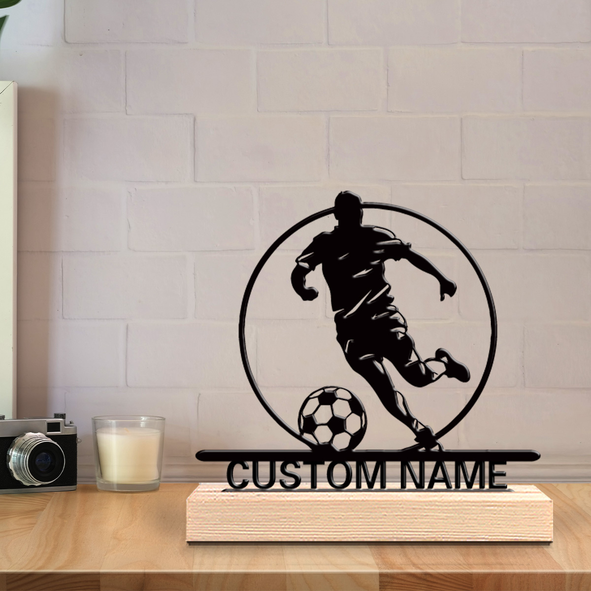 Custom Soccer Player Metal Sta - Home Decor For Birthday ulasan dan harga