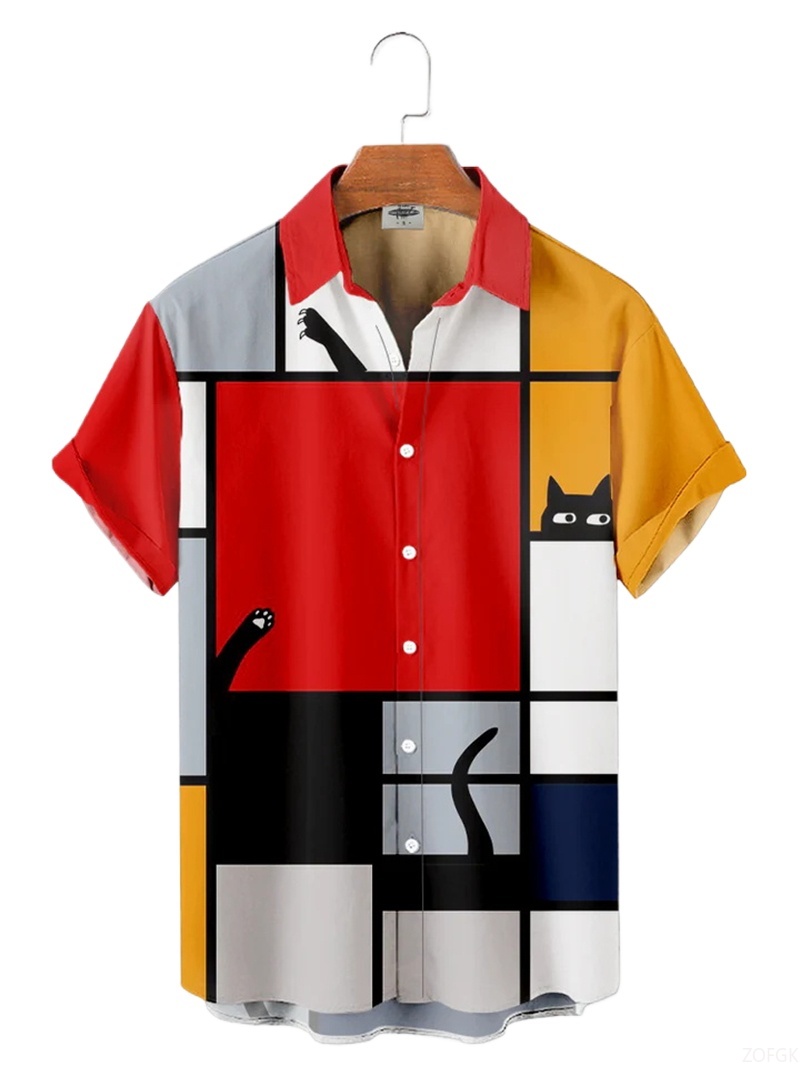 Men Shirts 3d Geometric Art Co - Abstract Oil Painting ulasan dan harga