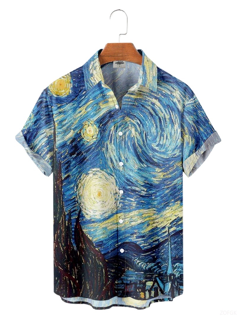 Men Shirts 3d Geometric Art Co - Abstract Oil Painting ulasan dan harga