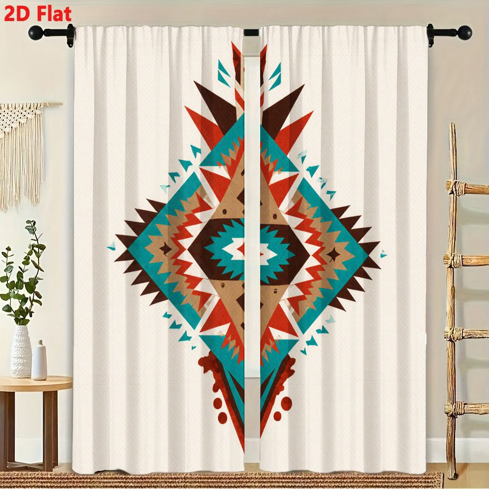 2Pcs Curtains 2D Flat Symmetri - Home Decor Color Palettes ulasan dan harga