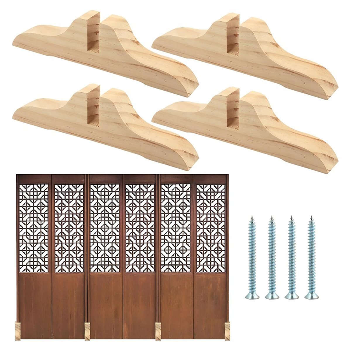 PHONE&GEAR 4pcs Wooden Room Di - Room Divider Screen ulasan dan harga